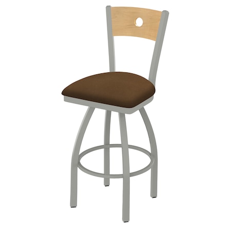 Holland Bar Stool Co 30" Swivel Counter Stool, Nickel Finish, Nat Back, Rein Thatch Seat 83030ANNatMplB026